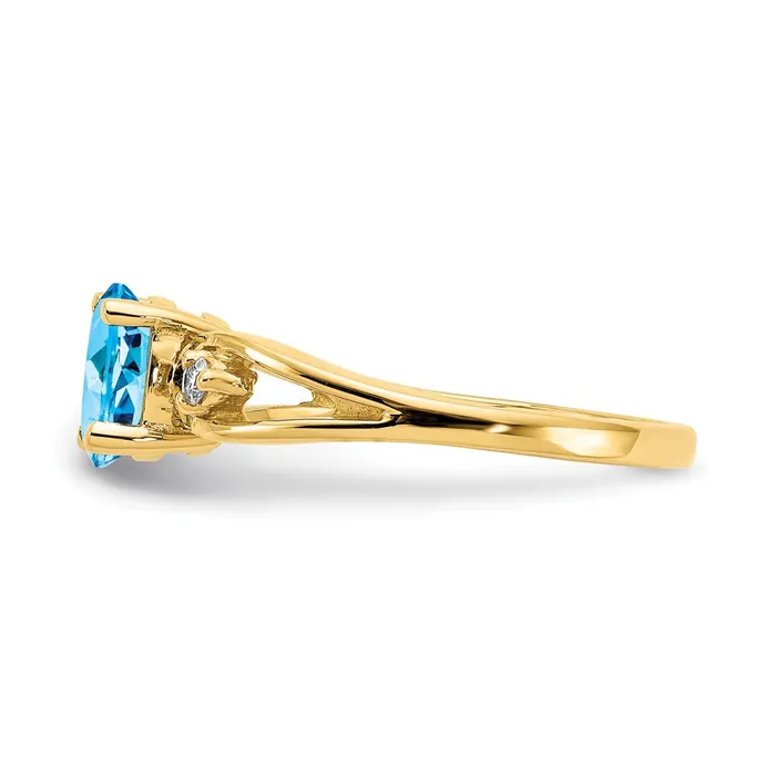 Rings Goldia Solid 14k Yellow Gold Simulated Blue Topaz CZ Ring