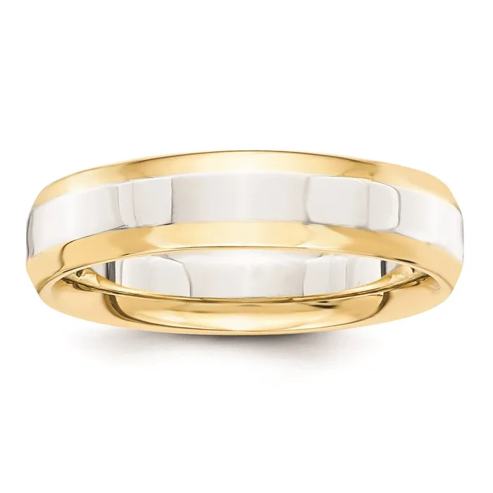 Rings Goldia Solid 14K Yellow Gold TwoTone 5mm Domed Size 6 Wedding MensWomens Wedding Band Ring