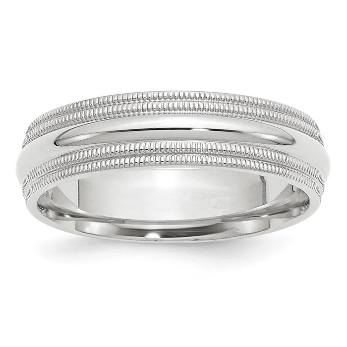 Rings Goldia Solid 18K White Gold 6mm Double Milgrain Comfort Fit MensWomens Wedding Band Ring Size 95 Rings Goldia Solid 18K White Gold 6mm Double Milgrain Comfort Fit MensWomens Wedding Band Ring Size 95