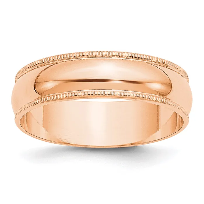 Rings Goldia Solid 18K Yellow Gold Rose Gold 6mm Light Weight Milgrain Half Round MensWomens Wedding Band Ring Size 115