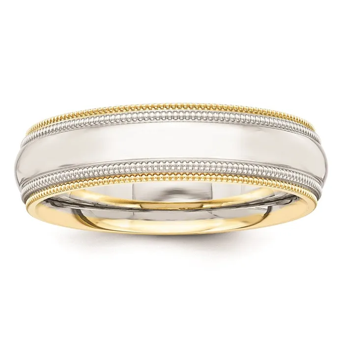 Rings Goldia Solid 18K Yellow Gold TwoTone 55mm MilgrainedEdged Size 7 Wedding MensWomens Wedding Band Ring Rings Goldia Solid 18K Yellow Gold TwoTone 55mm MilgrainedEdged Size 7 Wedding MensWomens Wedding Band Ring