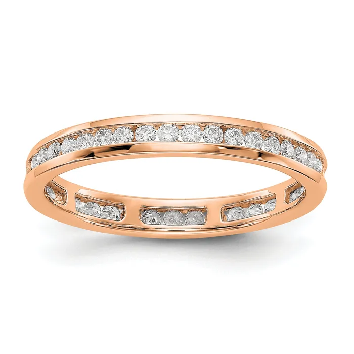 Rings Goldia Solid Real 14k Rose Gold Polished 12ct Channel Set CZ Eternity Wedding Band Ring Rings Goldia Solid Real 14k Rose Gold Polished 12ct Channel Set CZ Eternity Wedding Band Ring