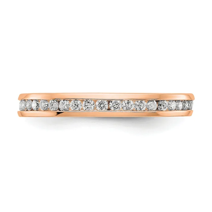 Rings Goldia Solid Real 14k Rose Gold Polished 12ct Channel Set CZ Eternity Wedding Band Ring
