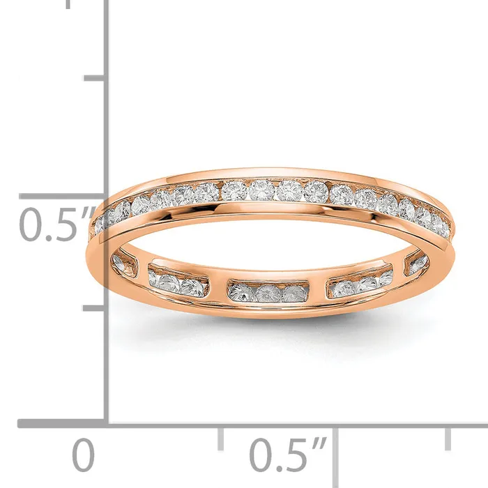 Rings Goldia Solid Real 14k Rose Gold Polished 12ct Channel Set CZ Eternity Wedding Band Ring