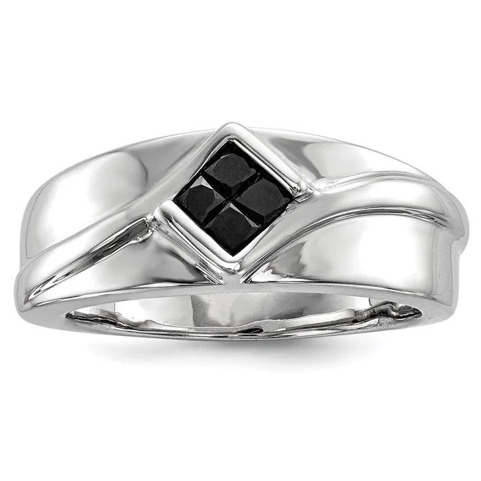 Rings Goldia Sterling Silver Black Diamond Mens Ring