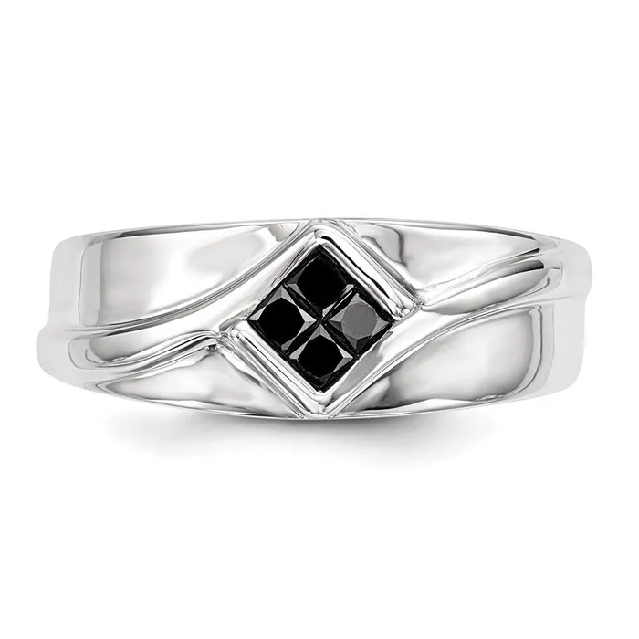 Rings Goldia Sterling Silver Black Diamond Mens Ring