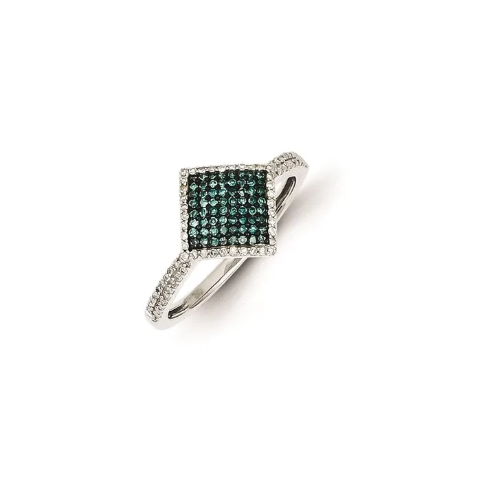Rings Goldia Sterling Silver Blue and White Diamond Square Ring