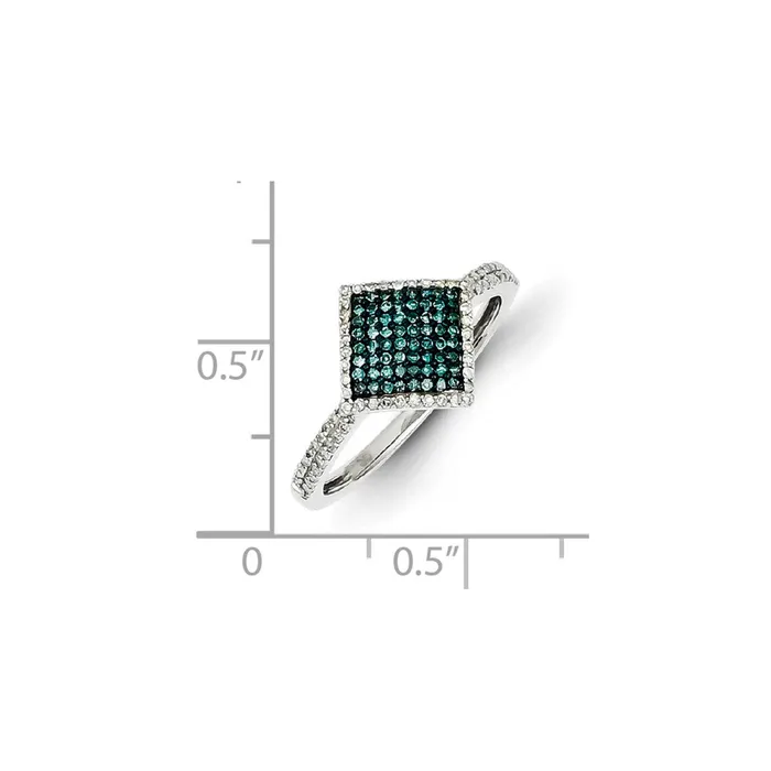 Rings Goldia Sterling Silver Blue and White Diamond Square Ring