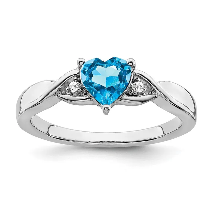 Rings Goldia Sterling Silver Blue Topaz and Diamond Ring