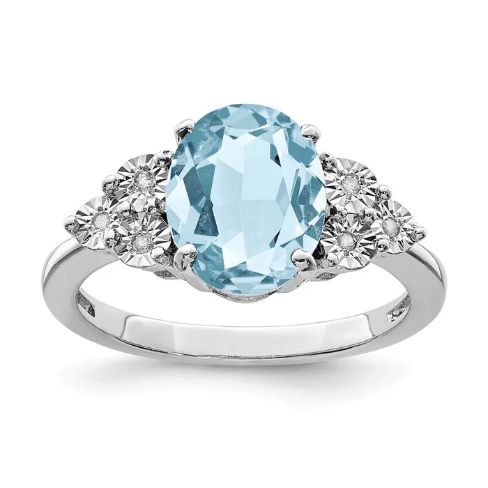 Rings Goldia Sterling Silver Rhodium Diamond u0026 Sky Blue Topaz Ring