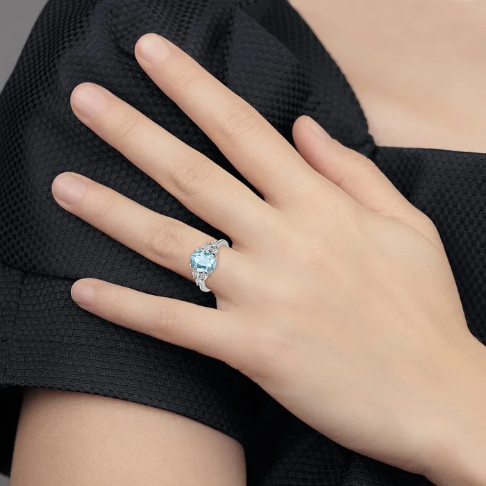 Rings Goldia Sterling Silver Rhodium Diamond u0026 Sky Blue Topaz Ring