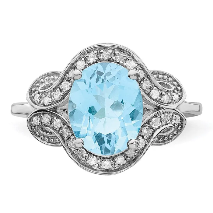 Rings Goldia Sterling Silver Rhodium Diamond u0026 Sky Blue Topaz Ring