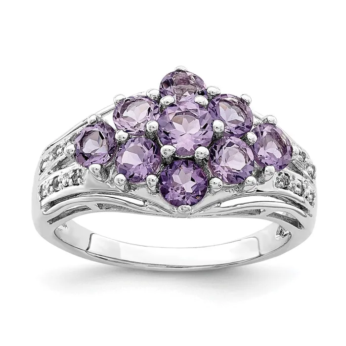 Rings Goldia Sterling Silver Rhodiumplated Amethyst u0026 White Topaz Fancy Ring Rings Goldia Sterling Silver Rhodiumplated Amethyst u0026 White Topaz Fancy Ring