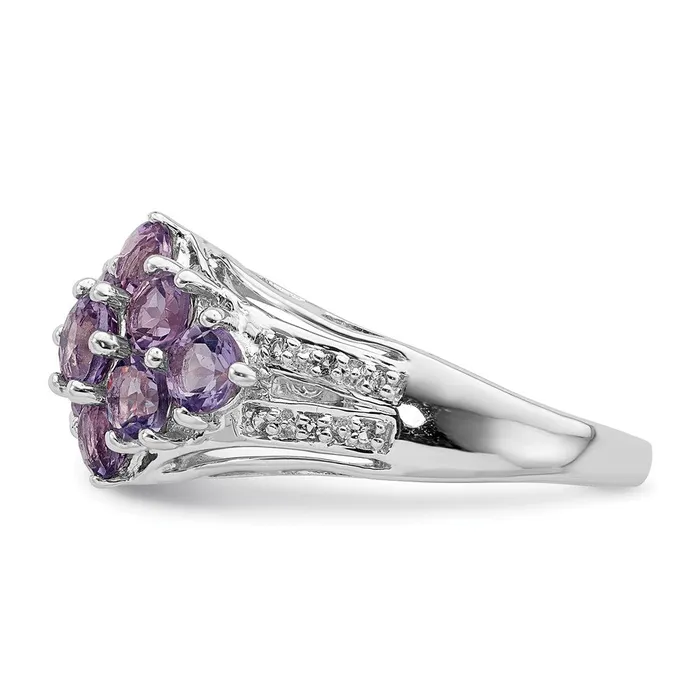 Rings Goldia Sterling Silver Rhodiumplated Amethyst u0026 White Topaz Fancy Ring