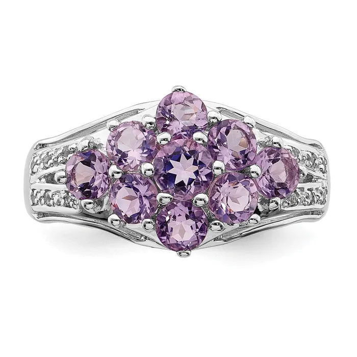 Rings Goldia Sterling Silver Rhodiumplated Amethyst u0026 White Topaz Fancy Ring