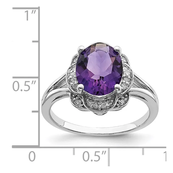Rings Goldia Sterling Silver Rhodiumplated Diamond u0026 Amethyst Ring