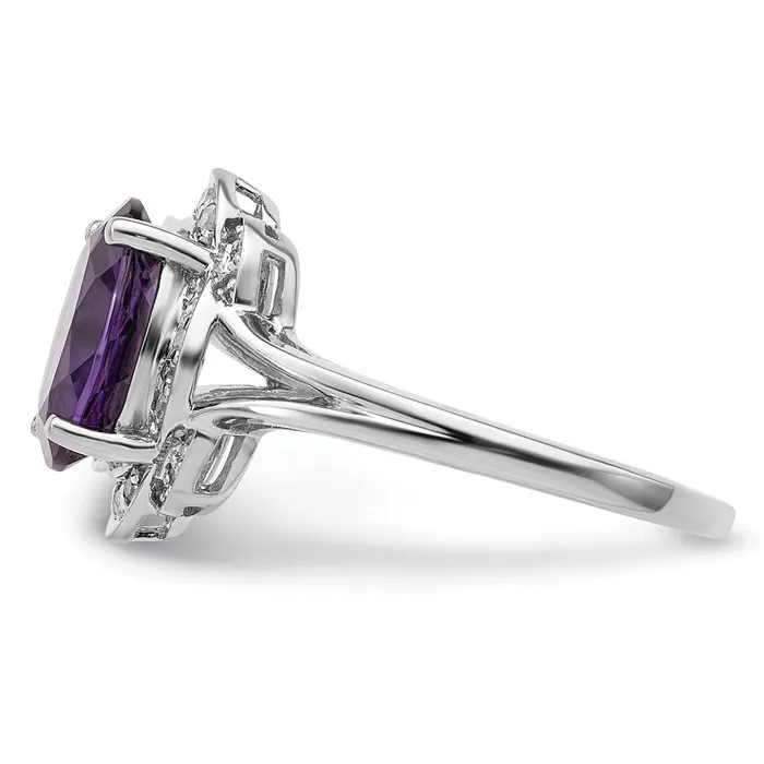 Rings Goldia Sterling Silver Rhodiumplated Diamond u0026 Amethyst Ring