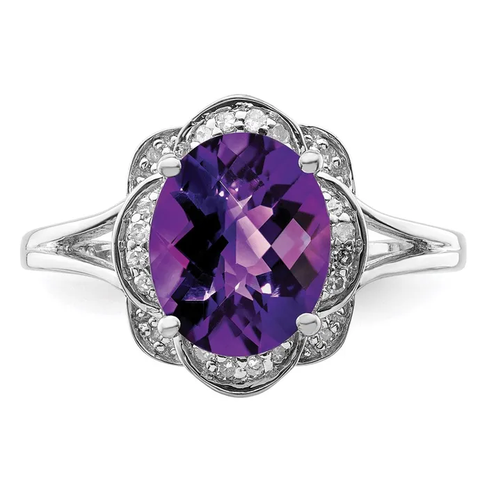 Rings Goldia Sterling Silver Rhodiumplated Diamond u0026 Amethyst Ring