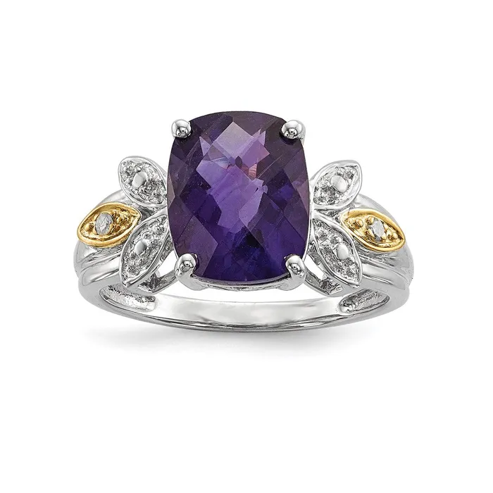 Rings Goldia Sterling Silver u0026 14K Amethyst and Diamond Ring