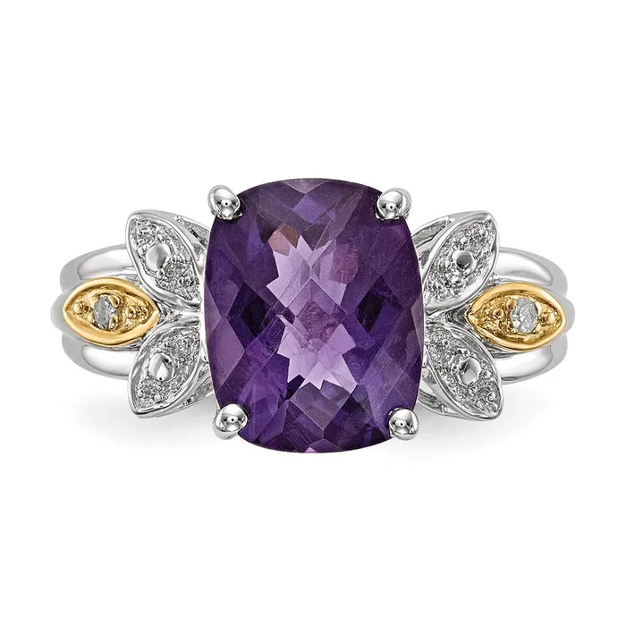 Rings Goldia Sterling Silver u0026 14K Amethyst and Diamond Ring