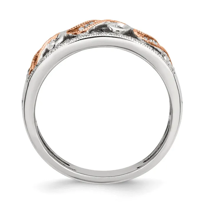 Rings Goldia Sterling Silver wRose Gold Accent White Diamond Ring