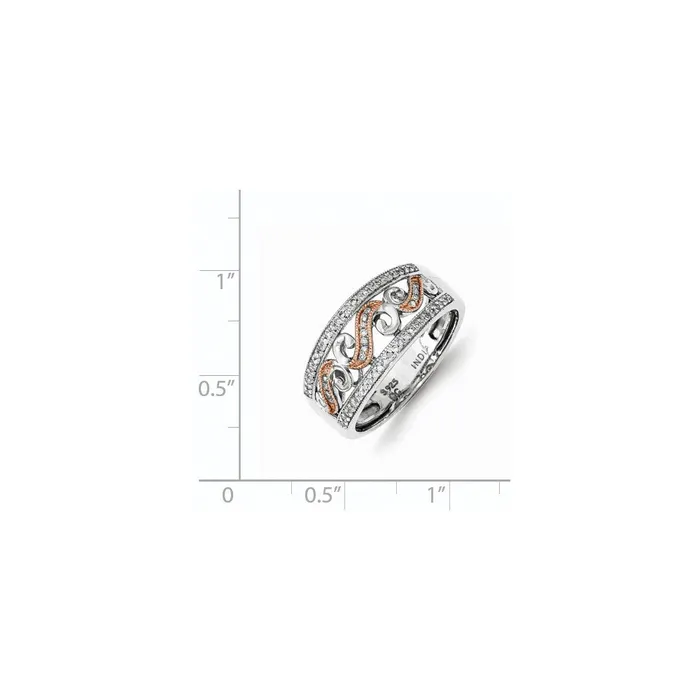 Rings Goldia Sterling Silver wRose Gold Accent White Diamond Ring