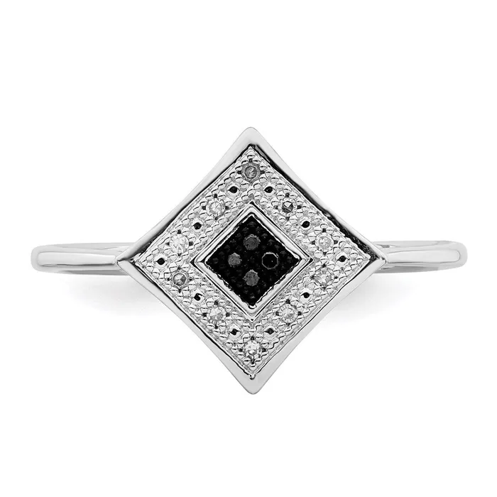 Rings Goldia White Night Sterling Silver Rhodiumplated Black and White Diamond Ring