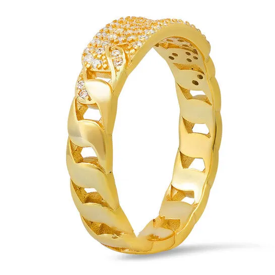 Rings JMS always Original Kylie Harper Gold Over Silver Cubic Zirconia CZ Curb Link ID Ring Rings JMS always Original Kylie Harper Gold Over Silver Cubic Zirconia CZ Curb Link ID Ring
