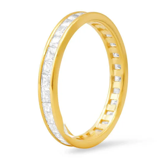 Rings JMS always Original Kylie Harper Gold Over Silver Princesscut CZ Eternity Band Ring Rings JMS always Original Kylie Harper Gold Over Silver Princesscut CZ Eternity Band Ring