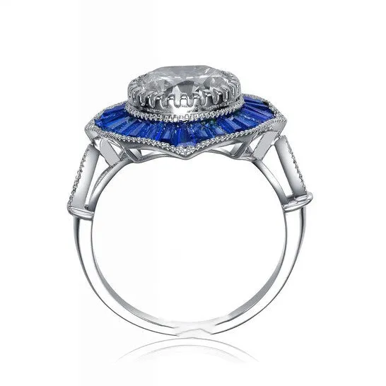 Rings JMS always Original Megan Walford Sterling Silver Baguette and Round Cubic Zirconia Modern Ring Rings JMS always Original Megan Walford Sterling Silver Baguette and Round Cubic Zirconia Modern Ring