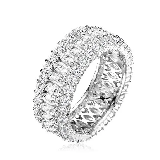 Rings JMS always Original Megan Walford Sterling Silver Round and Marquise Cubic Zirconia Eternity Ring Rings JMS always Original Megan Walford Sterling Silver Round and Marquise Cubic Zirconia Eternity Ring