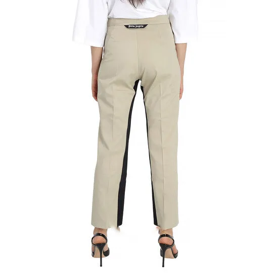 Rings JMS always Original Palm Angels Ladies Beige Straightleg Panelled Twotone Trousers Rings JMS always Original Palm Angels Ladies Beige Straightleg Panelled Twotone Trousers