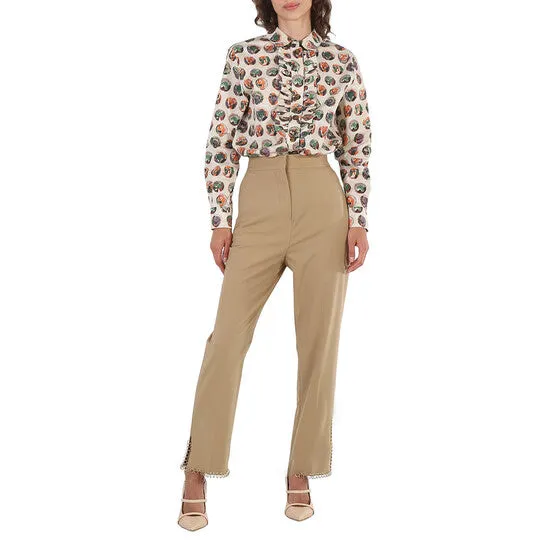 Rings Original Burberry Ladies Ringpierced Wool Trousers In Honey JMS always Rings Original Burberry Ladies Ringpierced Wool Trousers In Honey JMS always