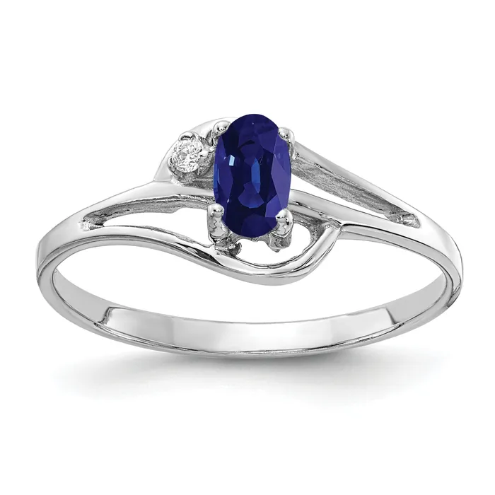 Rings Solid 14k White Gold 5x3mm Oval Simulated Sapphire VS CZ Ring Goldia