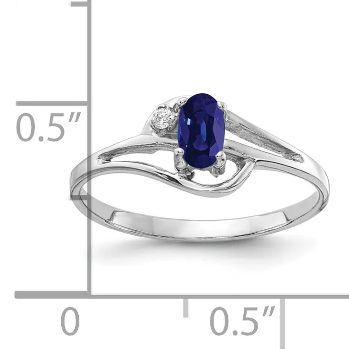 Rings Solid 14k White Gold 5x3mm Oval Simulated Sapphire VS CZ Ring Goldia