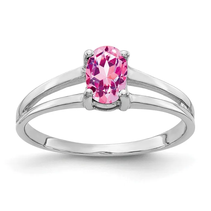 Rings Solid 14k White Gold 6x4mm Oval PinK Simulated Sapphire Ring Goldia Rings Solid 14k White Gold 6x4mm Oval PinK Simulated Sapphire Ring Goldia
