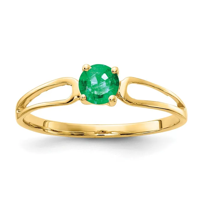 Rings Solid 14k Yellow Gold 4mm Simulated Emerald Ring Goldia