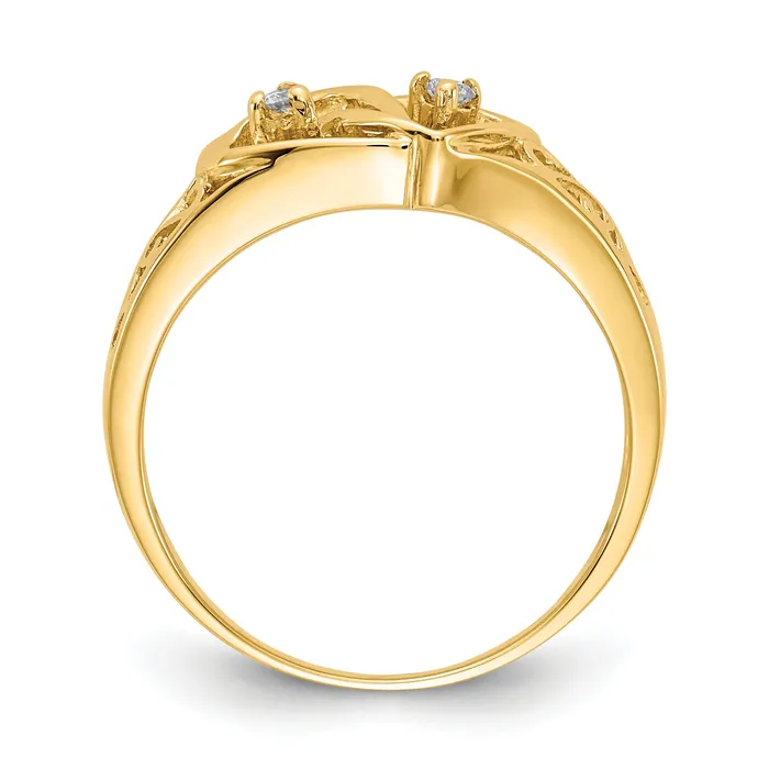 Rings Solid 14k Yellow Gold AAA Simulated CZ heart Ring Goldia