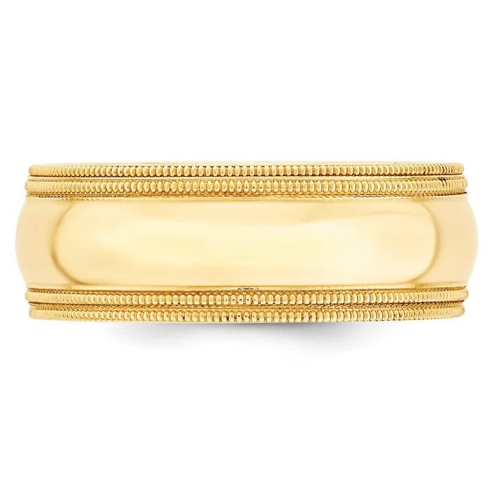 Rings Solid 18K Yellow Gold 8mm Double Milgrain Comfort Fit MensWomens Wedding Band Ring Size 135 Goldia Rings Solid 18K Yellow Gold 8mm Double Milgrain Comfort Fit MensWomens Wedding Band Ring Size 135 Goldia