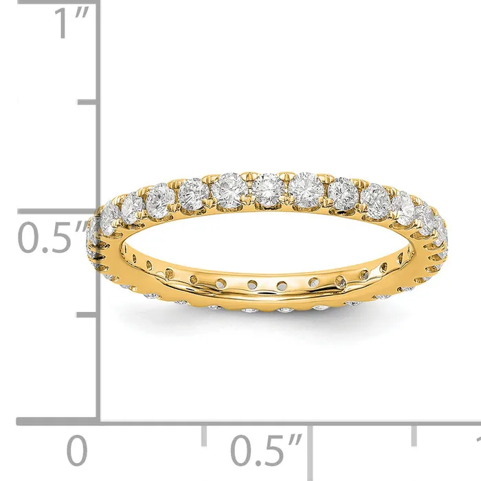 Rings Solid Real 14k Polished U Shared Prong 1ct CZ Eternity Wedding Band Ring Goldia