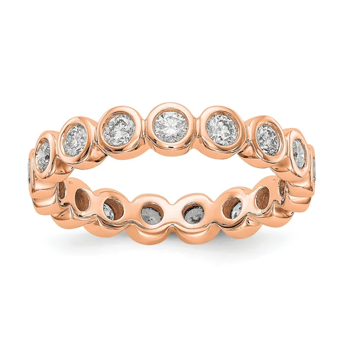 Rings Solid Real 14k Rose Gold Polished 1ct Bezel Set CZ Eternity Wedding Band Ring Goldia Rings Solid Real 14k Rose Gold Polished 1ct Bezel Set CZ Eternity Wedding Band Ring Goldia