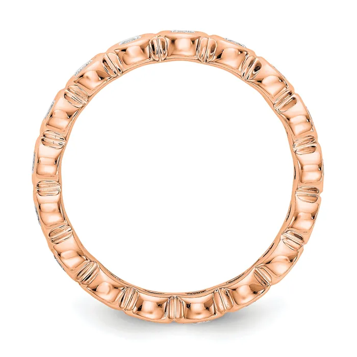 Rings Solid Real 14k Rose Gold Polished 1ct Bezel Set CZ Eternity Wedding Band Ring Goldia
