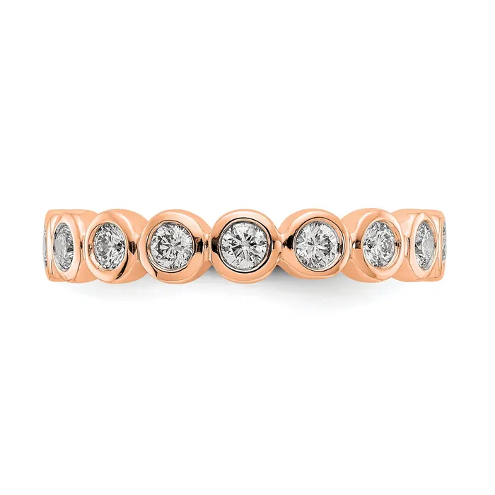 Rings Solid Real 14k Rose Gold Polished 1ct Bezel Set CZ Eternity Wedding Band Ring Goldia