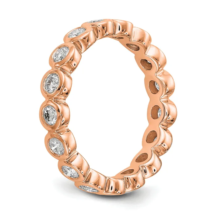 Rings Solid Real 14k Rose Gold Polished 1ct Bezel Set CZ Eternity Wedding Band Ring Goldia