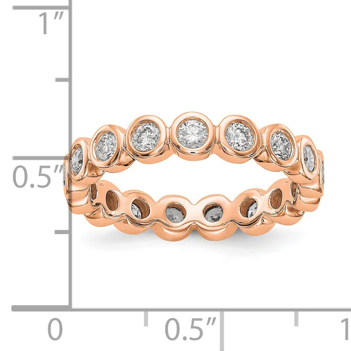 Rings Solid Real 14k Rose Gold Polished 1ct Bezel Set CZ Eternity Wedding Band Ring Goldia