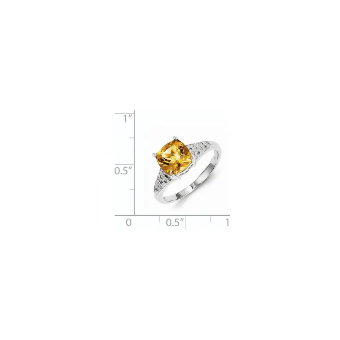 Rings Sterling Silver Rhodium Citrine Diamond Ring Goldia