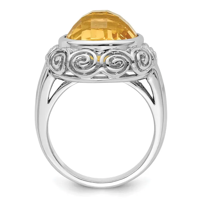 Rings Sterling Silver Rhodium Citrine Ring Goldia