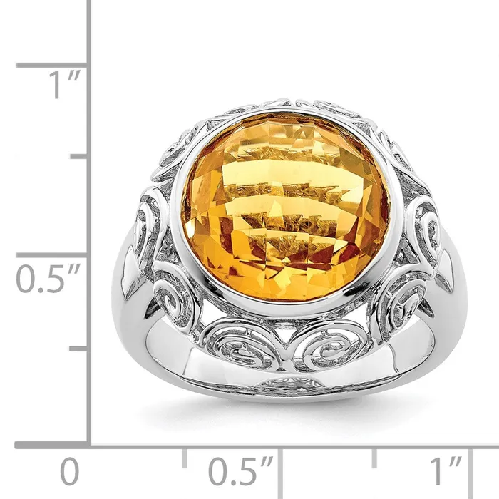 Rings Sterling Silver Rhodium Citrine Ring Goldia