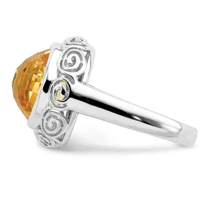 Rings Sterling Silver Rhodium Citrine Ring Goldia