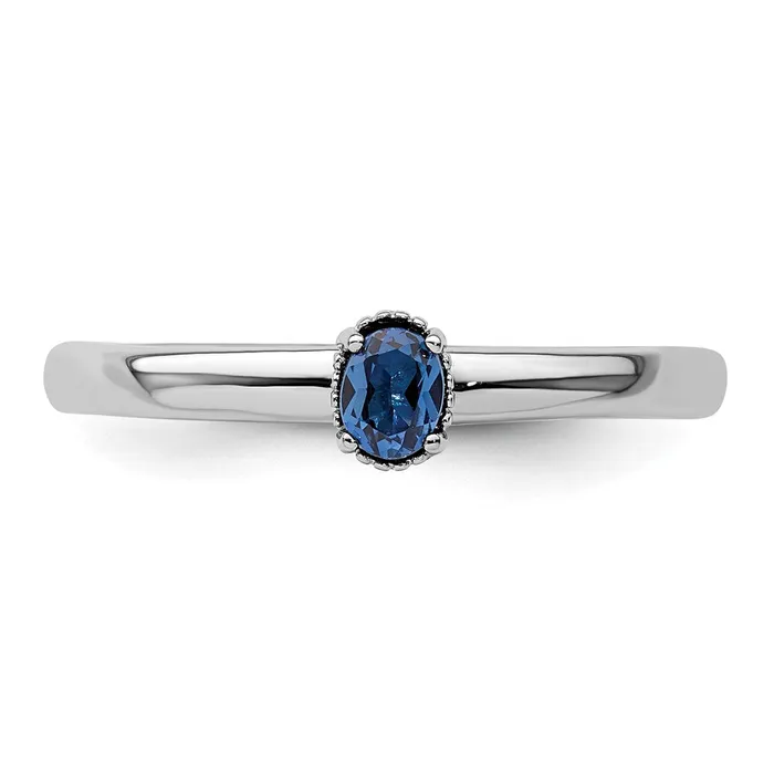 Rings Sterling Silver Stackable Expressions Created Sapphire Single Stone Ring Goldia